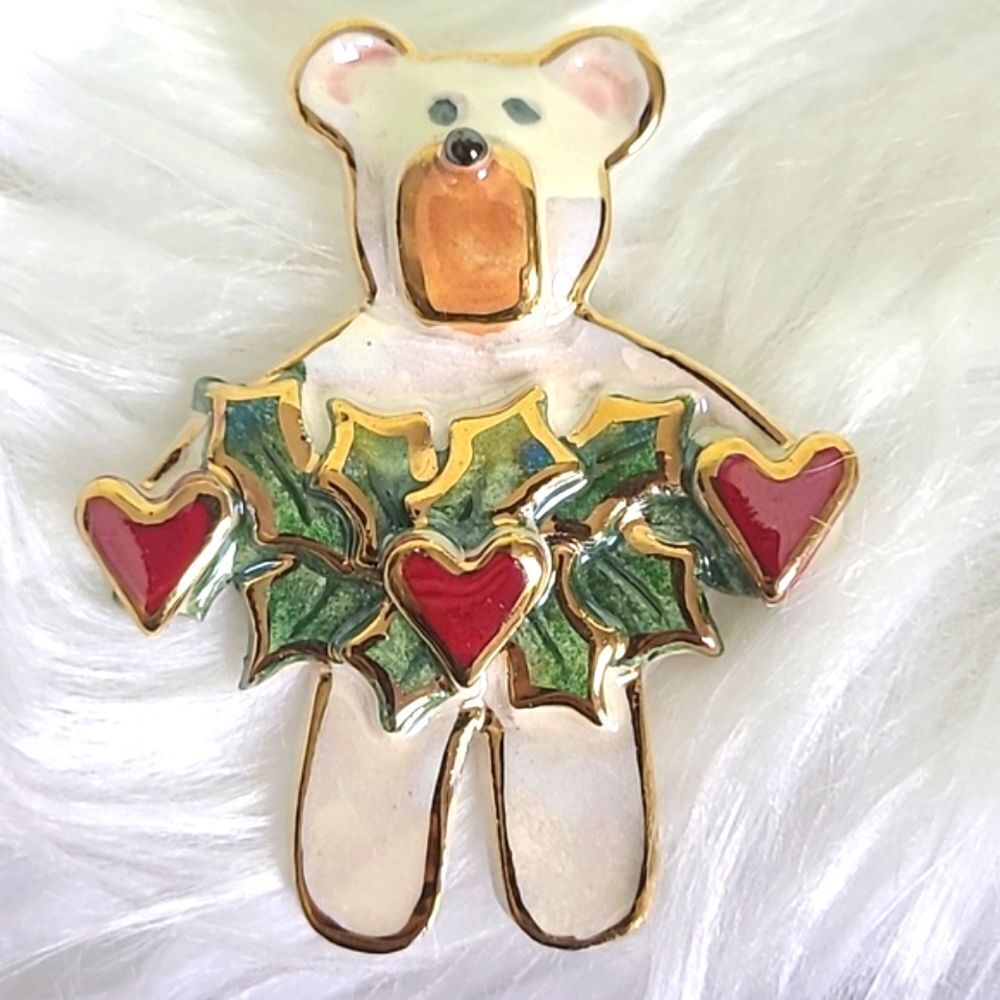 Holiday Teddy Bear Pin